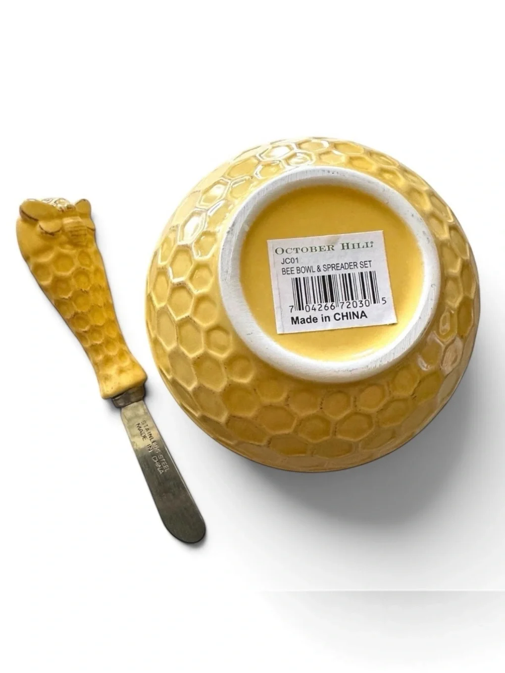 Bee Bowl Yellow Honeycomb With Spreader October Hill Farmhouse Honey Charcuterie
